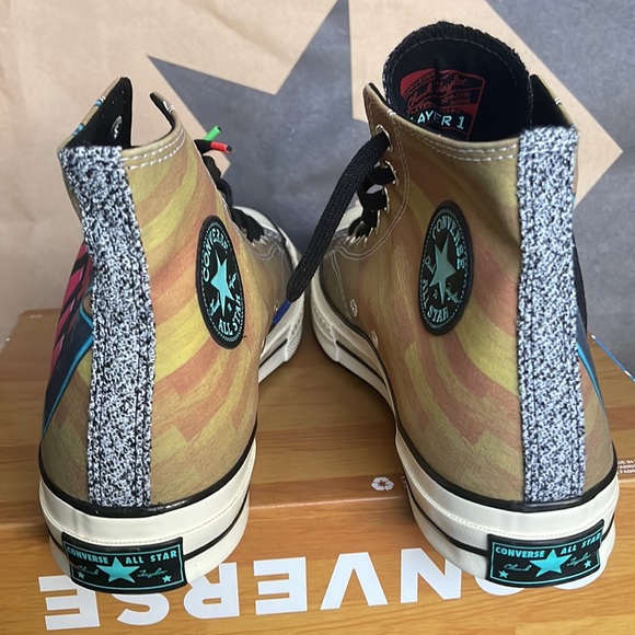 Converse Chuck Taylor All Star 70 Hi Brown/Solar Red/Electric Aqua mens NBA JAM - Picture 14 of 16